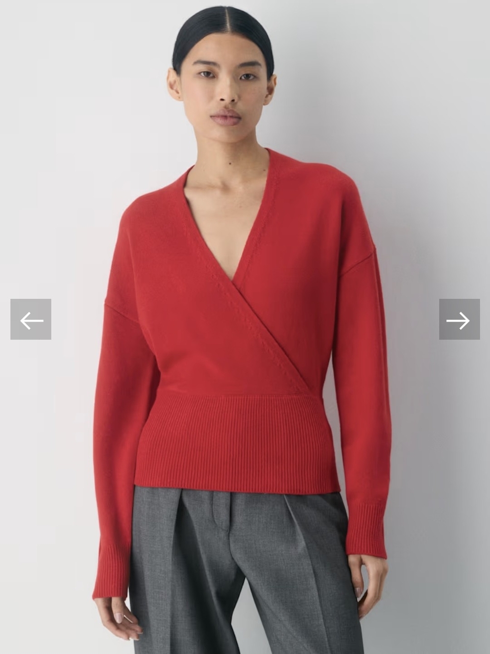 Aritzia 'Atticus' 100% Merino Wool Wrap-Front Ribbed Waist Sweater, Sz L